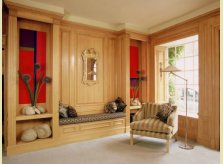 Hallidays contemporary style pine panelling with concealed storage below seat and in window bay